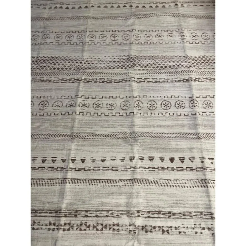 New 5x7 Washable Boho Area Rug – Neutral Farmhouse Style Living Room Rug